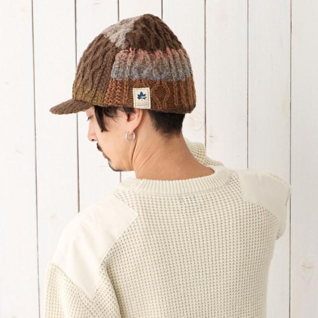 ニット帽 つば付 LOGOS 秋冬 帽子 あったか 裏地フリース生地 深め 耳まで暖かい パッチワーク風 BIGニットキャスケット 57cm-62cm ケーブル編み メンズ ニット帽子 レディース knit-1720 正規取扱 アウトドア ポカポカ 大きい 防寒 防風 男女兼用 プレゼント ニット帽