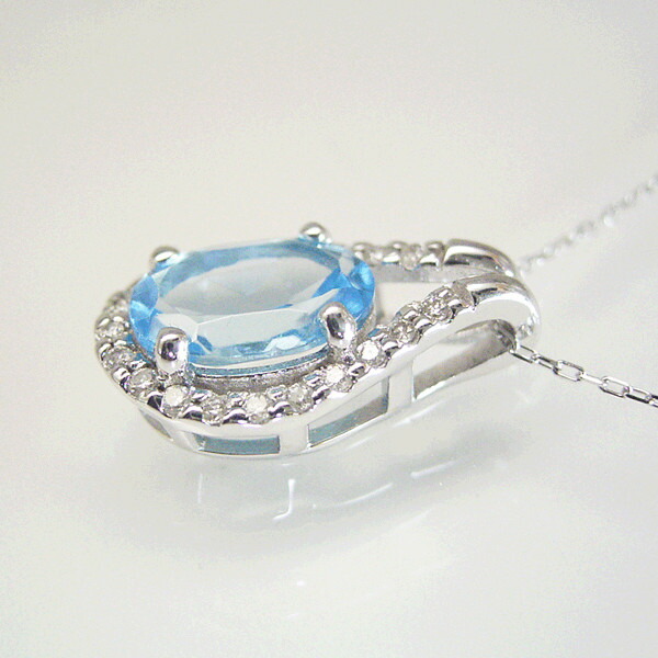 全て本物　鑑定書付 Ｋ18ホワイトゴールドブルートパーズ ネックレス 楽天市場】ブルートパーズ ネックレス K10WG(10金ホワイト ゴールド