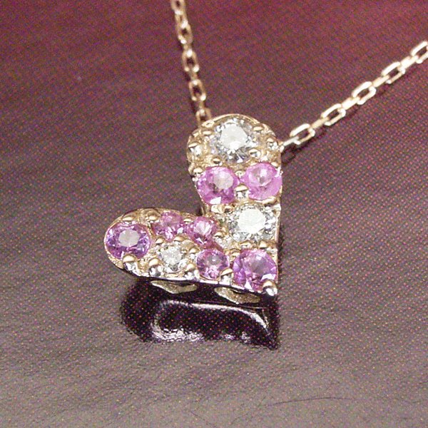 ネックレス 天然 ダイヤモンド 18k 18金 k18 ピンクゴールド ピンク サファイア ハート 品番MA-036　2営業日前後の発送予定_4