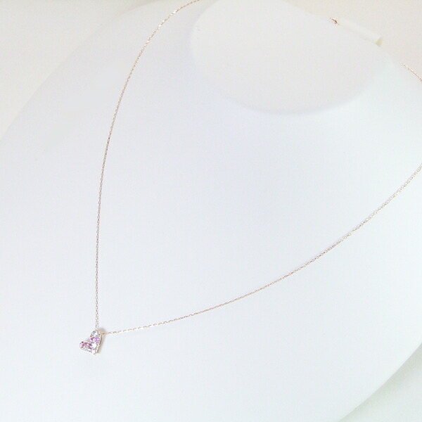 ネックレス 天然 ダイヤモンド 18k 18金 k18 ピンクゴールド ピンク サファイア ハート 品番MA-036　2営業日前後の発送予定_5