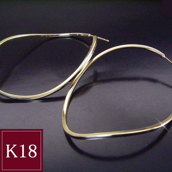 K18 フープ ピアス ツイスト 18金 地金 品番MA-0321　2営業日前後の発送予定の通販は 25,549円