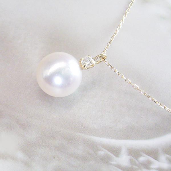 ネックレス レディース ダイヤモンド 18k 18金 k18 パール 本