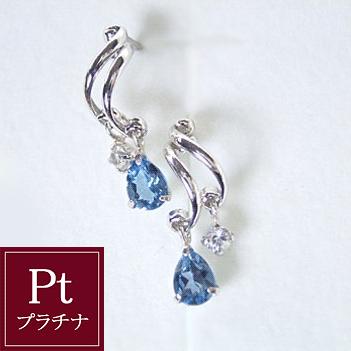 ピアス レディース プラチナ ロンドン ブルートパーズ ホワイト サファイア Pt900 品番N-0133 2営業日前後の発送予定