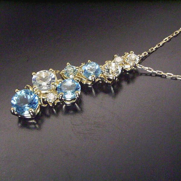 ネックレス 天然 ダイヤモンド 18k 18金 k18 ブルートパーズ ホワイト トパーズ  品番ma-0273-gold　2営業日前後の発送予定_6