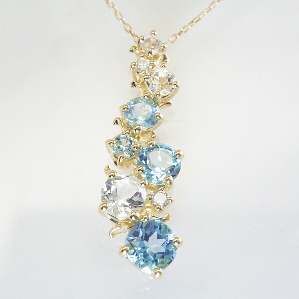 ネックレス 天然 ダイヤモンド 18k 18金 k18 ブルートパーズ ホワイト トパーズ  品番ma-0273-gold　2営業日前後の発送予定_2