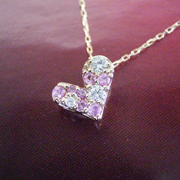 ネックレス 天然 ダイヤモンド 18k 18金 k18 ピンクゴールド ピンク サファイア ハート 品番MA-036　2営業日前後の発送予定_3