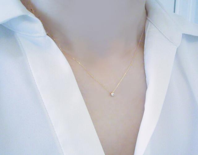 ネックレス アクセサリー k18 18金 ダイヤモンド ネックレス 一粒 K18ゴールド 天然ダイヤモンド 品番ma-0406　5月9日前後の発送予定_6