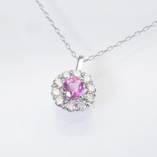 PT天然ピンクトルマリン1.14ct D0.34ct ペンダントトップ 新品 PT天然