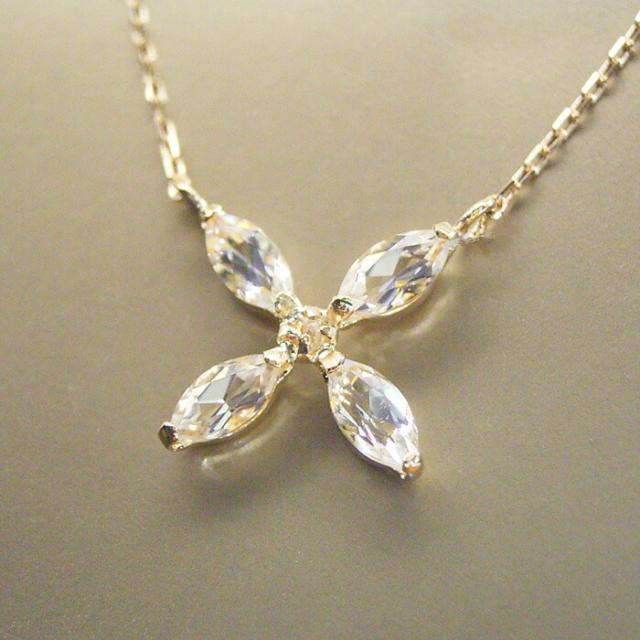 ネックレス k18 18金 ホワイトトパーズ 天然 ダイヤモンド 花 フラワー K18 ゴールド アクセサリー 品番ma-0225　2営業日前後の発送予定_5