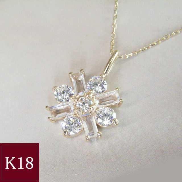 ネックレス k18 18金 ホワイトトパーズ 雪の結晶 snow K18 ゴールド アクセサリー 品番MA-0259 2営業日前後の発送予定の通販は