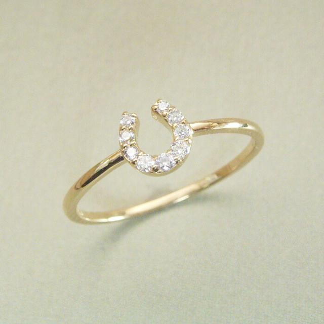 指輪 リング k18 18金 K18 天然 ダイヤモンド リング ホースシュー 馬蹄 アクセサリー 品番ma-0435 2営業日前後の発送予定_1