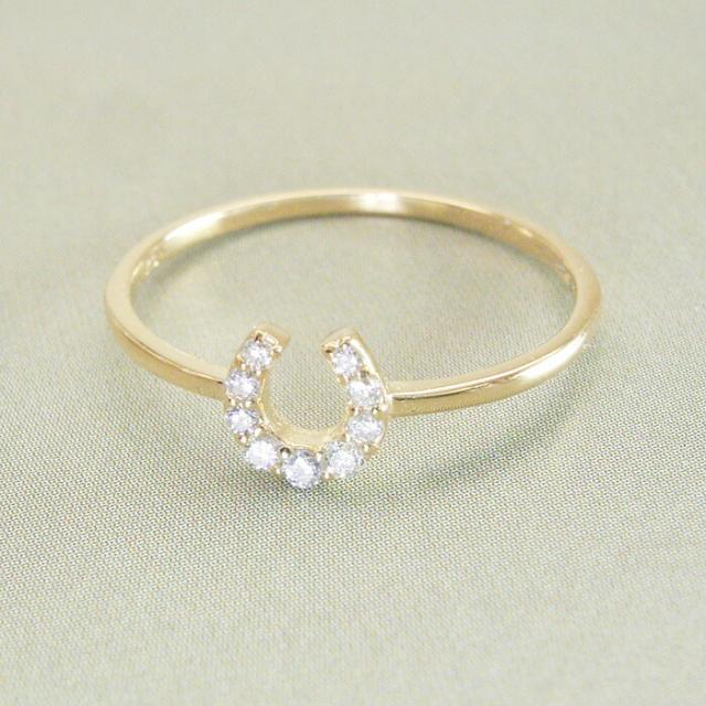 指輪 リング k18 18金 K18 天然 ダイヤモンド リング ホースシュー 馬蹄 アクセサリー 品番ma-0435 2営業日前後の発送予定_2