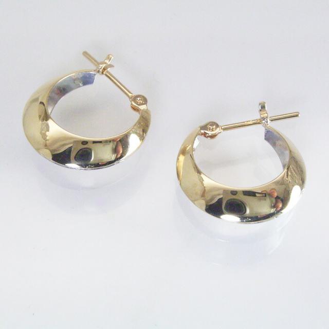 ピアス フープ 18金 プラチナ 2色コンビ フープピアス k18 pt900