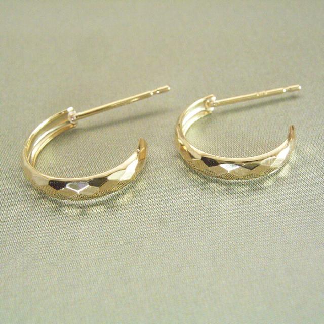 ピアス k18 K18 18金 ジュエリー フープピアス カッティング レディース アクセサリー 地金 品番ma-0452 6月3日前後の発送予定_2