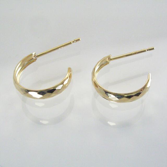 ピアス k18 K18 18金 ジュエリー フープピアス カッティング レディース アクセサリー 地金 品番ma-0452 6月3日前後の発送予定_3