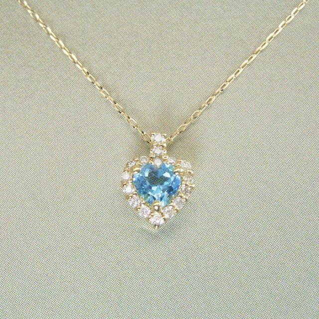 ネックレス 18金 ハートシェイプカット ブルートパーズ 天然 ダイヤモンド K18 k18 品番ma-0460 2営業日前後の発送予定_1