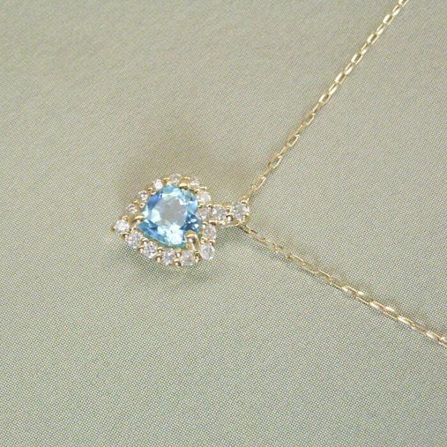 ネックレス 18金 ハートシェイプカット ブルートパーズ 天然 ダイヤモンド K18 k18 品番ma-0460 2営業日前後の発送予定_2
