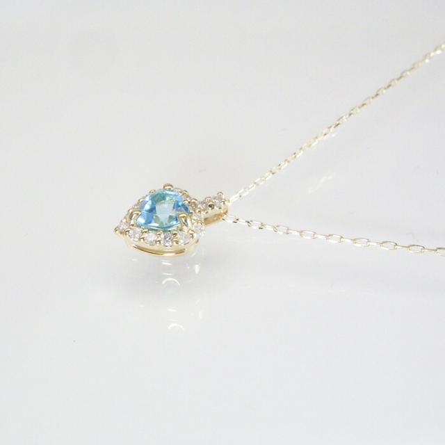 ネックレス 18金 ハートシェイプカット ブルートパーズ 天然 ダイヤモンド K18 k18 品番ma-0460 2営業日前後の発送予定_4