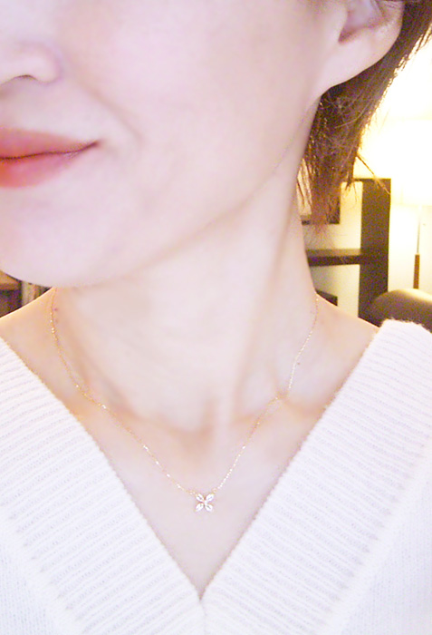 ネックレス k18 18金 ホワイトトパーズ 天然 ダイヤモンド 花 フラワー K18 ゴールド アクセサリー 品番ma-0225　2営業日前後の発送予定_9