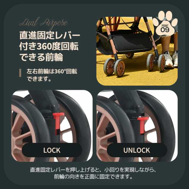 ◎05調節可能ハンドルと手すりペットカーアルミ製分離式取り外し可能折りたたみ多頭2way【ブラック】