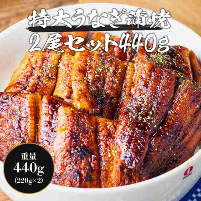 鰻　食の達人森源商店　冷凍便　(2尾x220g)　マーケット－通販サイト　プレミアム会員送料無料　ウナギ　たれ・山椒付き　海鮮　うな丼　PAY　中国産　かば焼き　土用の丑の日の通販はau　PAY　マーケット　au　特大　うなぎ蒲焼き440g