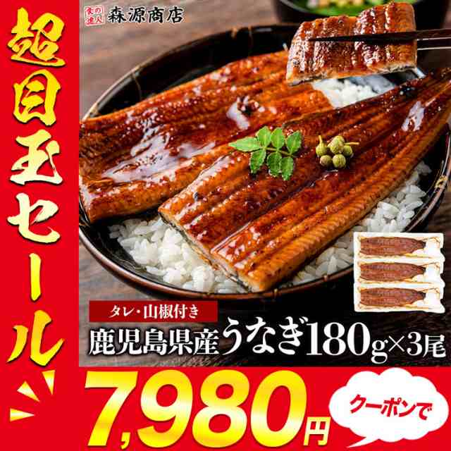 プレミアム会員送料無料 うなぎ 鰻 国産 無投薬 約180g × 3尾 鹿児島県産 ウナギ 蒲焼き 山田水産 ギフト 食品 クーポン お歳暮