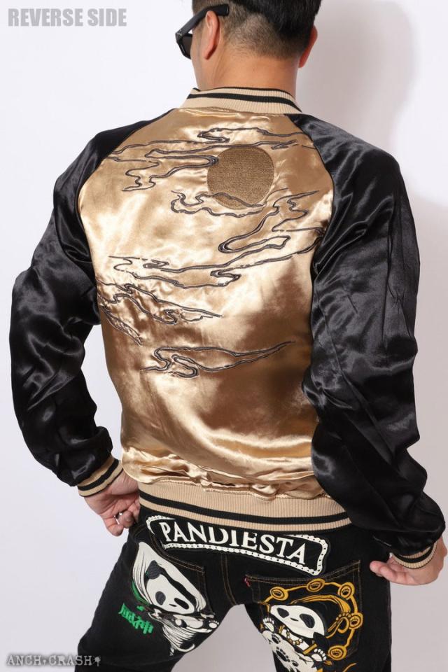 絡繰魂 和柄 リバーシブル 刺繍 スカジャン 伊藤若冲 群鶏図 刺繍