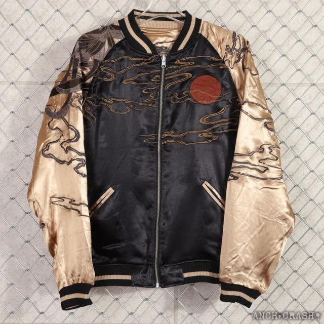 絡繰魂 和柄 リバーシブル 刺繍 スカジャン 伊藤若冲 群鶏図 刺繍