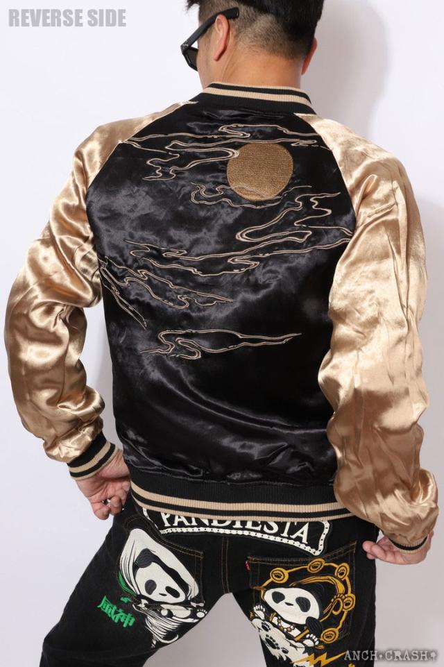 【絡繰魂】伊藤若冲 群鶏図リバーシブル 刺繍 スカジャン sizeM 絡繰魂 和柄 リバーシブル 刺繍 スカジャン 伊藤若冲 群鶏図