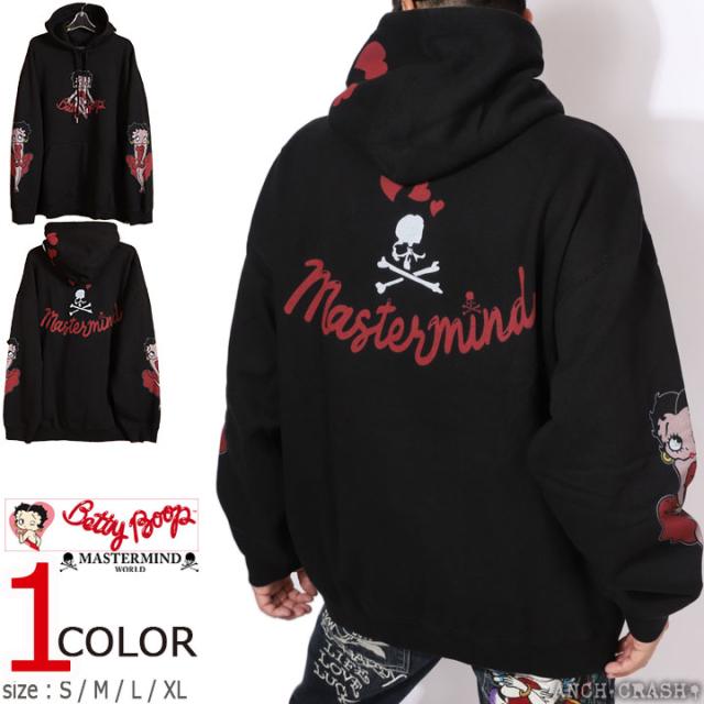Betty Boop×MASTERMIND WORLD 裏毛P/Oパーカー (MW25C15-SW201) 【送料無料】マスターマインドワールド ベティブープ ボクシーフィット オーバーサイズ
