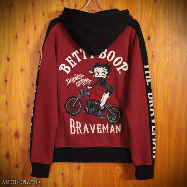 【三太郎の日P増量!】The BRAVE-MAN ベティブープ 裏毛ZIPパーカー(BBB-2240)【送料無料】ブレイブマン BETTY BOOP  刺繍 フェルト ワッペ｜au PAY マーケット