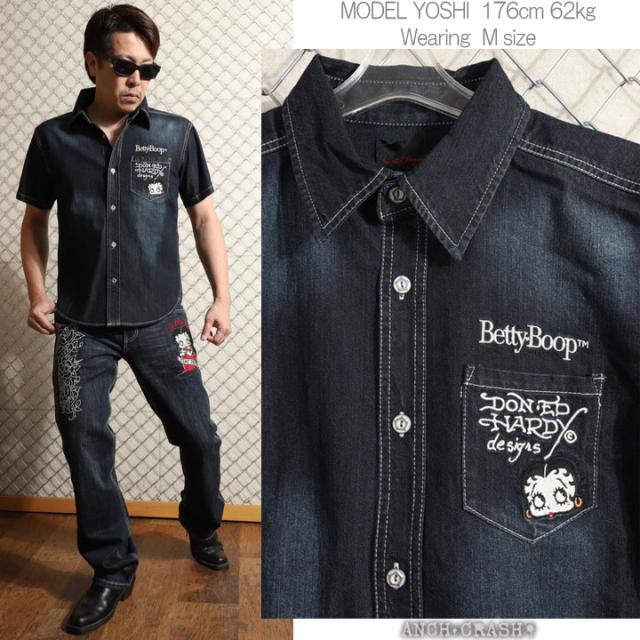 BETTY BOOP×Ed Hardy 半袖シャツ (BED-2505) 【送料無料】ベティブープ エドハーディー 刺繍_2