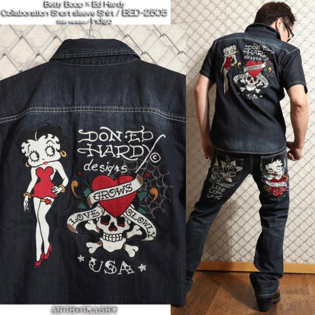 BETTY BOOP×Ed Hardy 半袖シャツ (BED-2505) 【送料無料】ベティブープ エドハーディー 刺繍_6