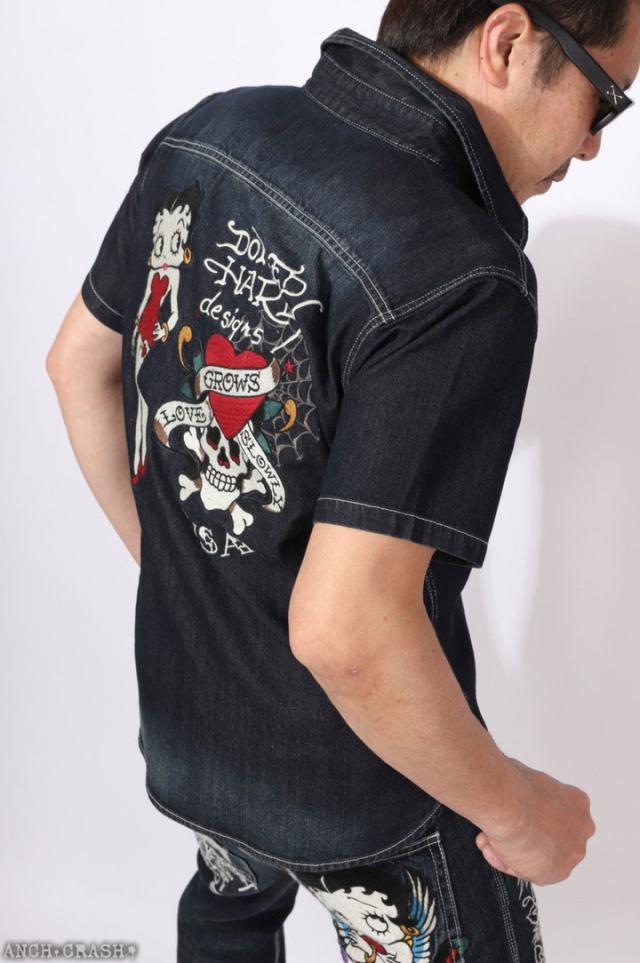 BETTY BOOP×Ed Hardy 半袖シャツ (BED-2505) 【送料無料】ベティブープ エドハーディー 刺繍_5