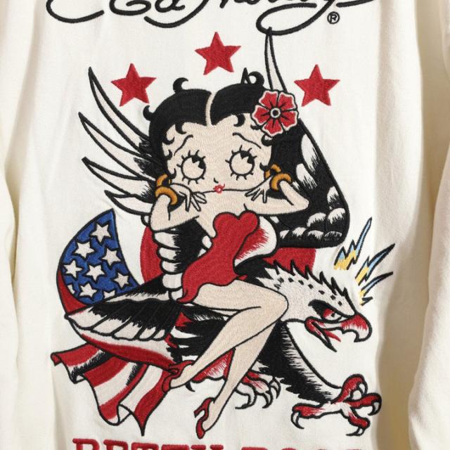 BETTY BOOP×Ed Hardy ロンTEE (BED-2508) 【送料無料】ベティブープ エドハーディー 刺繍 長袖Tシャツ BETTY BOOP×Ed Hardy ロンTEE (BED-2508) 【送料無料】ベティブープ