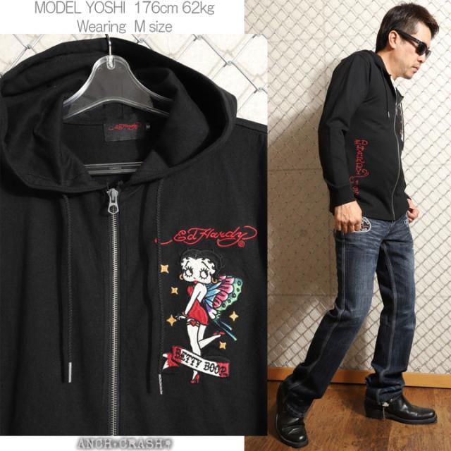 BETTY BOOP×Ed Hardy ZIPパーカー (BED-2509) 【送料無料】ベティブープ エドハーディー 刺繍_11