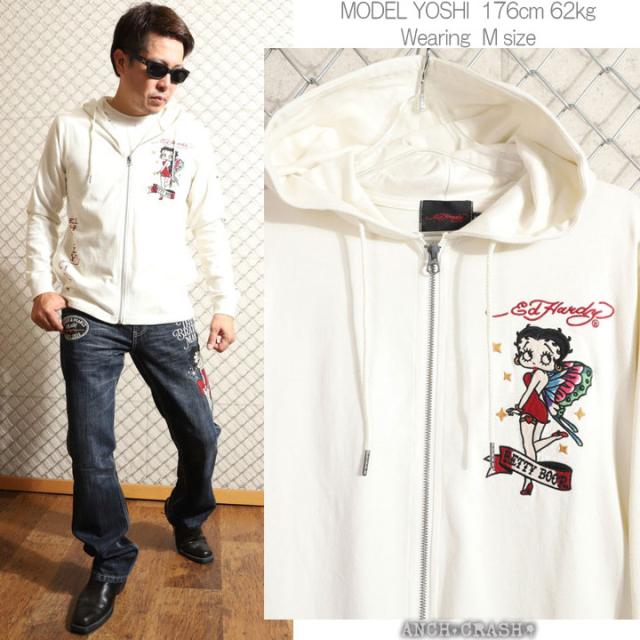 BETTY BOOP×Ed Hardy ZIPパーカー (BED-2509) 【送料無料】ベティブープ エドハーディー 刺繍_2