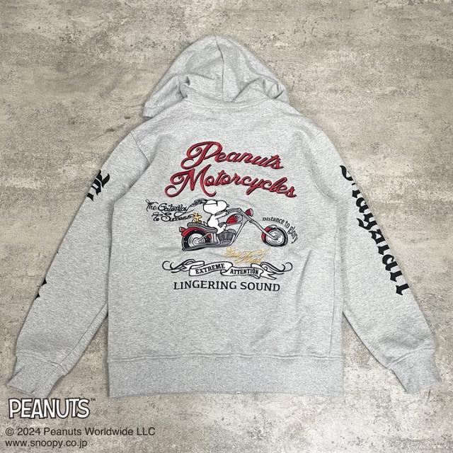フラッグスタッフ ピーナッツモーターサイクル フルジップ パーカー XL SNOOPY×Flagstaff フラッグスタッフ スヌーピー刺繍 パーカー 451087 黒 グレー SNOOPY ピーナッツ  PEANUTS ウッドストック バイク アメリカンバイク : わんわん洋品店 [フラッグスタッフ] FLAGSTAFF スヌーピー コラボ パーカー  メンズ