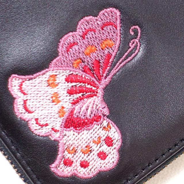 花旅楽団スクリプト 桜と蝶々刺繍 和柄 牛革 長財布(SLWL-502)ロング