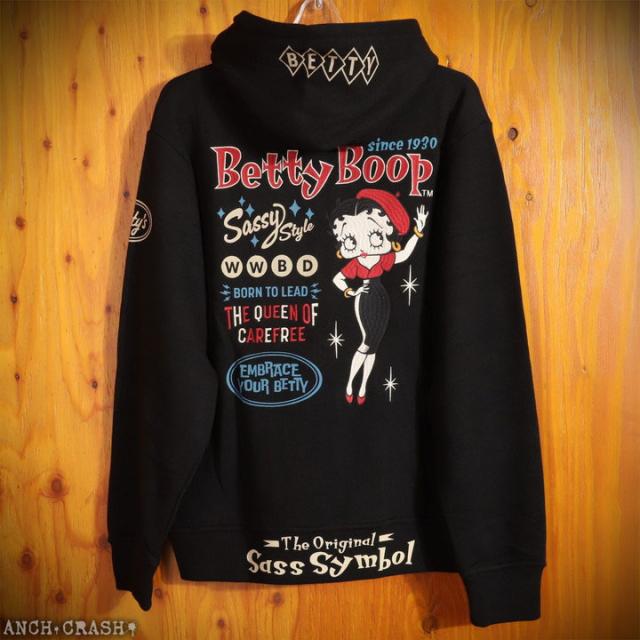 BETTY BOOP FULL-ZIP パーカー (BBN-2519) 【送料無料】ベティブープ NEVERMIND 刺繍 BETTY BOOP FULL-ZIP パーカー (BBN-2519) 【送料無料】ベティブープ