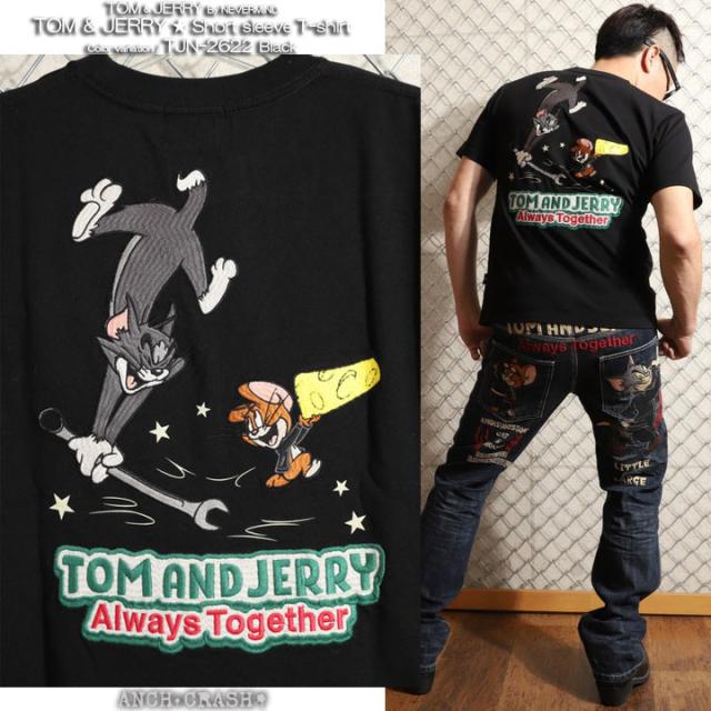 トムとジェリー 半袖Tシャツ (TJN-2622) 【送料無料】TOM AND JERRY NEVERMIND 刺繍 TEE_6