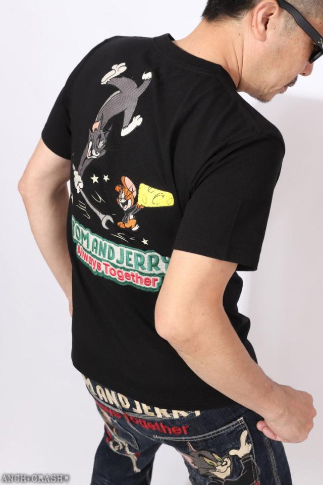 トムとジェリー 半袖Tシャツ (TJN-2622) 【送料無料】TOM AND JERRY NEVERMIND 刺繍 TEE_5