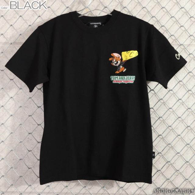 トムとジェリー 半袖Tシャツ (TJN-2622) 【送料無料】TOM AND JERRY NEVERMIND 刺繍 TEE_3