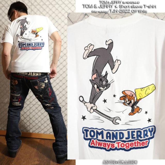 トムとジェリー 半袖Tシャツ (TJN-2622) 【送料無料】TOM AND JERRY NEVERMIND 刺繍 TEE_15