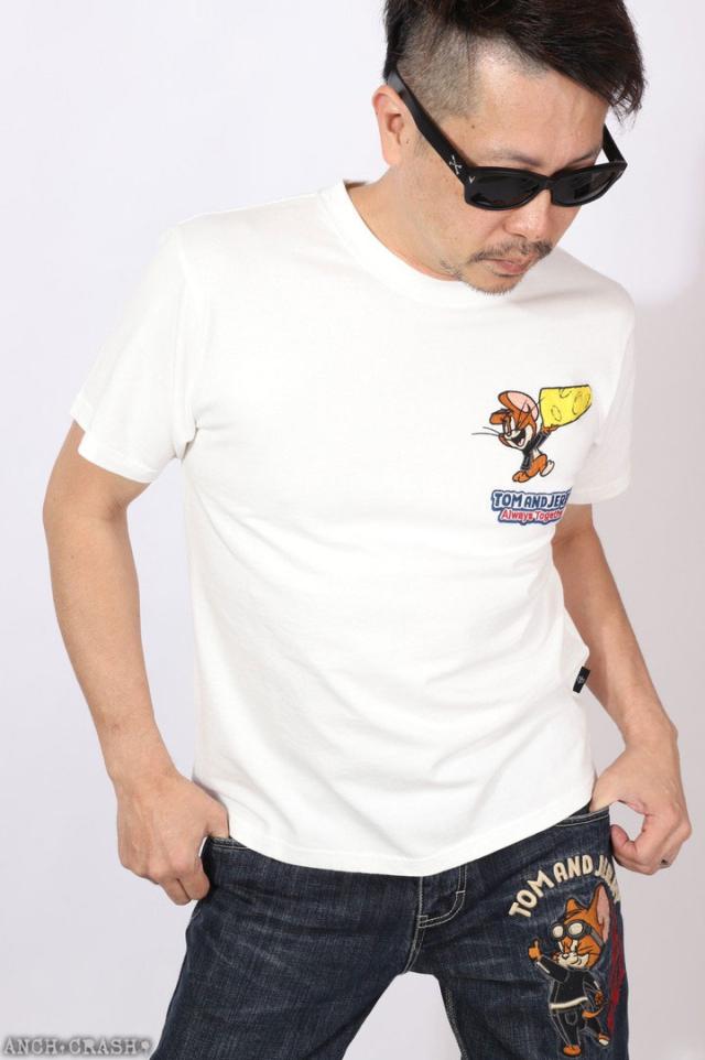 トムとジェリー 半袖Tシャツ (TJN-2622) 【送料無料】TOM AND JERRY NEVERMIND 刺繍 TEE_10