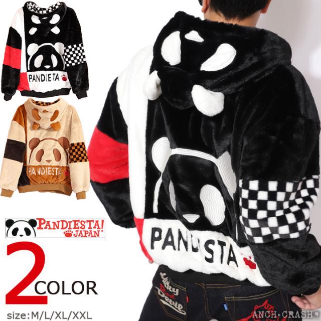 PANDIESTA チェッカーパンダ フェイクファーパーカー (564204)【送料無料】パンディエスタ 刺繍の通販は 14,890円