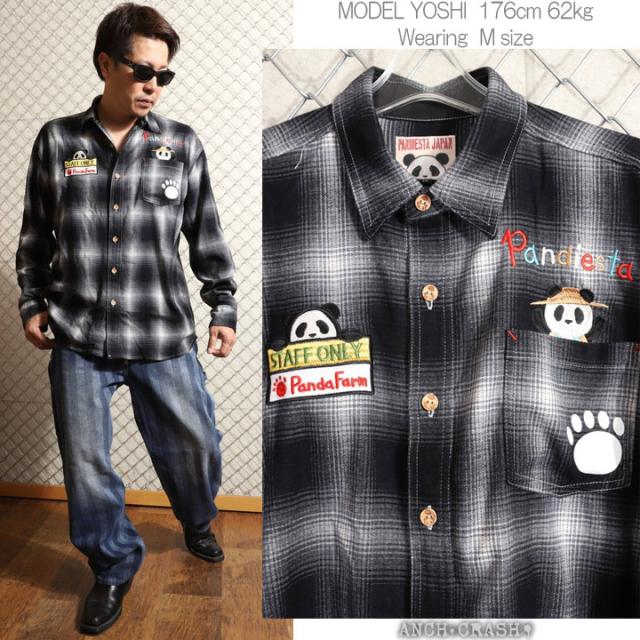 XXLサイズのみラスト1点もってけ価格！在庫限りセール SALE 30%off PANDIESTA ファーマーズパンダ オンブレチェックシャツ (595204) 【送料無料】パンディエスタ 刺繍 長袖 ご奉仕品の為返品交換不可