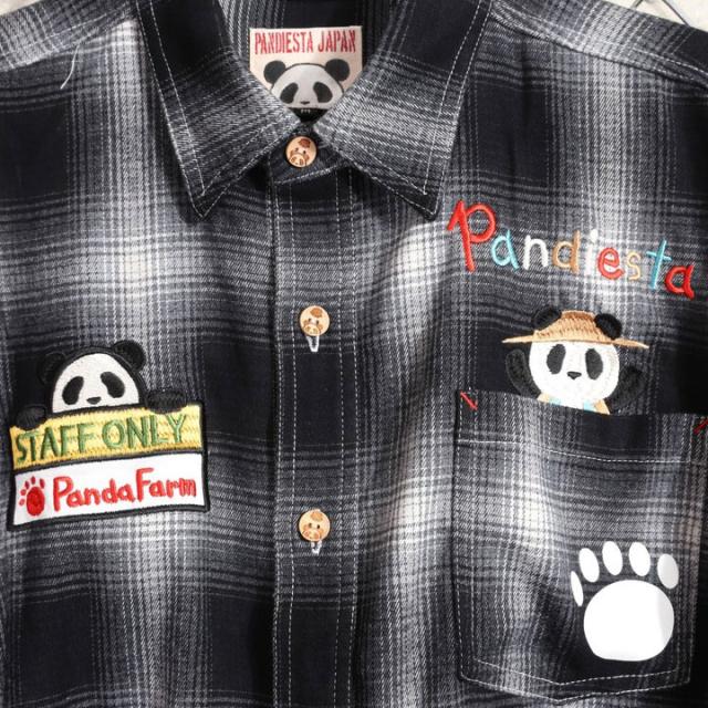 XXLサイズのみラスト1点もってけ価格！在庫限りセール SALE 30%off PANDIESTA ファーマーズパンダ オンブレチェックシャツ (595204) 【送料無料】パンディエスタ 刺繍 長袖 ご奉仕品の為返品交換不可