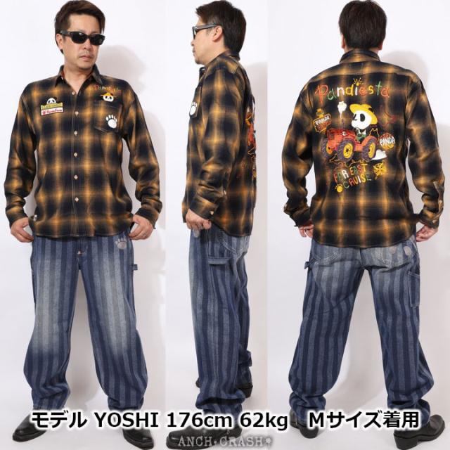 XXLサイズのみラスト1点もってけ価格！在庫限りセール SALE 30%off PANDIESTA ファーマーズパンダ オンブレチェックシャツ (595204) 【送料無料】パンディエスタ 刺繍 長袖 ご奉仕品の為返品交換不可