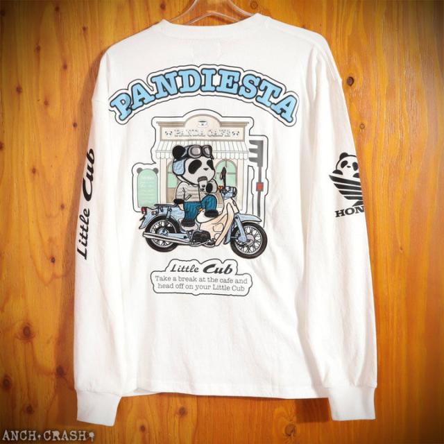 HONDA×PANDIESTA Little Cub カフェブレイク ロンTEE (595500) 【送料無料】パンディエスタ ホンダ 長袖Tシャツ 刺繍